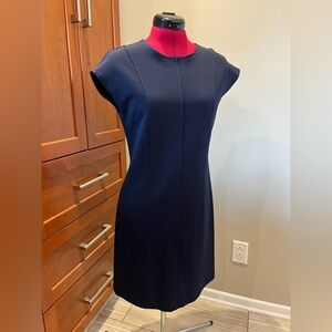 NWOT ☕️ Theory Onine Oxford Knit Sheath Dress in Navy Blue Sz 10